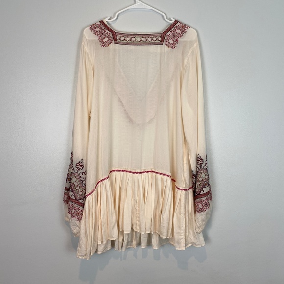 Peasant Tunic Dress Embroidered Balloon Sleeves L - Picture 5 of 10